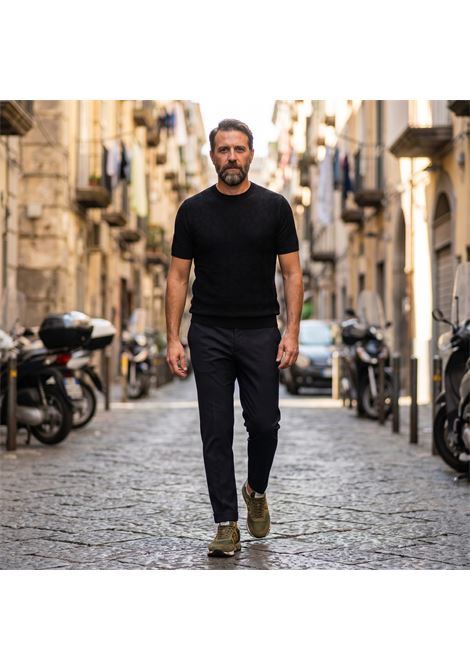 Paolo Pecora Milano Men's Jacquard Knit Cotton T-Shirt - Black PAOLO PECORA |  | A015 F1009000